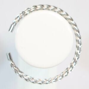 Unisex Stainless Steel Silver Tone Cuff Bracelet Braided Wires